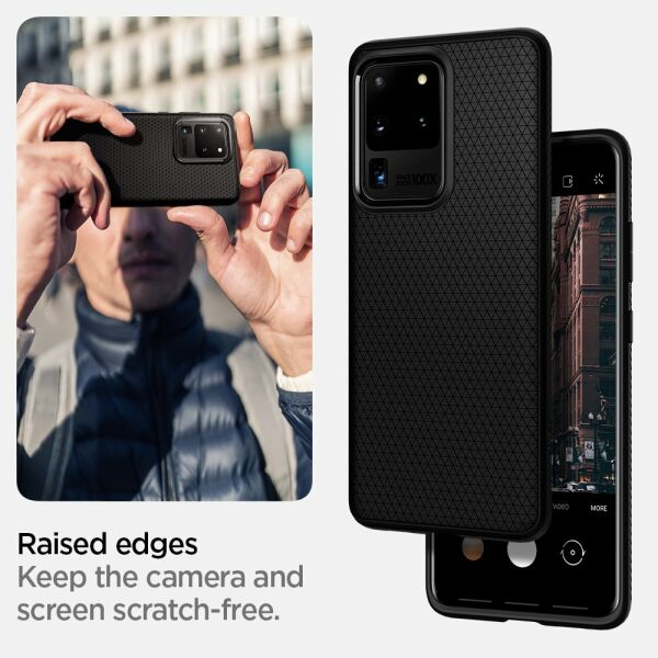 Spigen Galaxy S20 Ultra ile Uyumlu Kılıf Liquid Air Matte Black