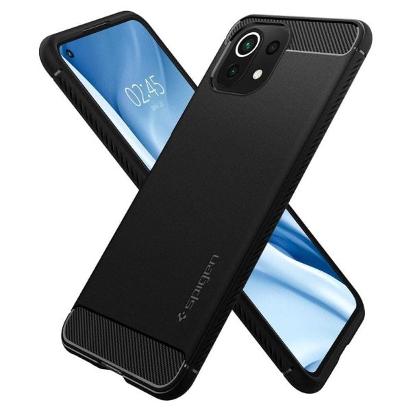 Spigen Mi 11 Lite ile Uyumlu Kılıf Rugged Armor Matte Black