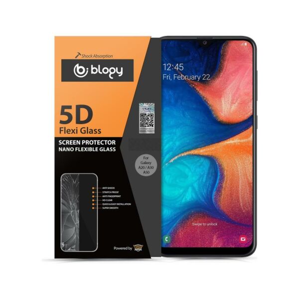Blogy Galaxy A20/A30/A50 ile Uyumlu Flexi 5D Ekran Koruyucu