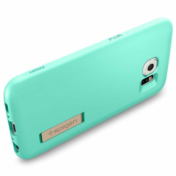 Spigen Galaxy S6 ile Uyumlu Kılıf Capsule Solid Mint Green