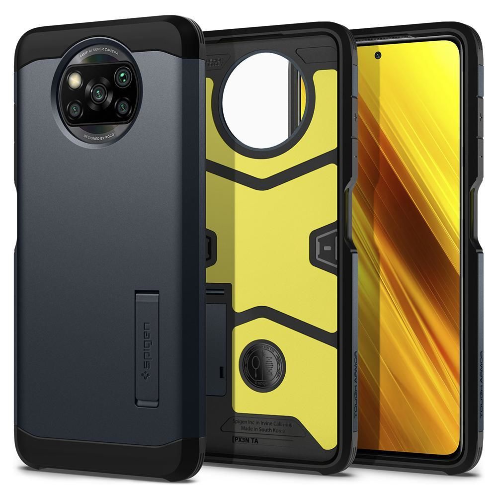 Spigen Poco X3 NFC / Poco X3 Pro ile Uyumlu Kılıf Tough Armor Metal Slate