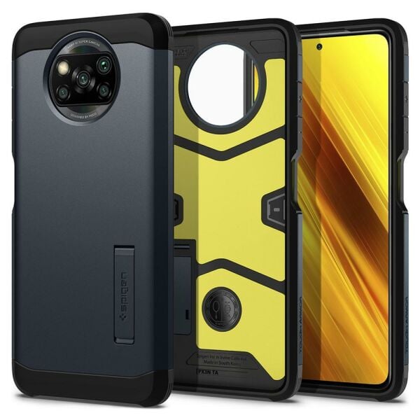 Spigen Poco X3 NFC / Poco X3 Pro ile Uyumlu Kılıf Tough Armor Metal Slate
