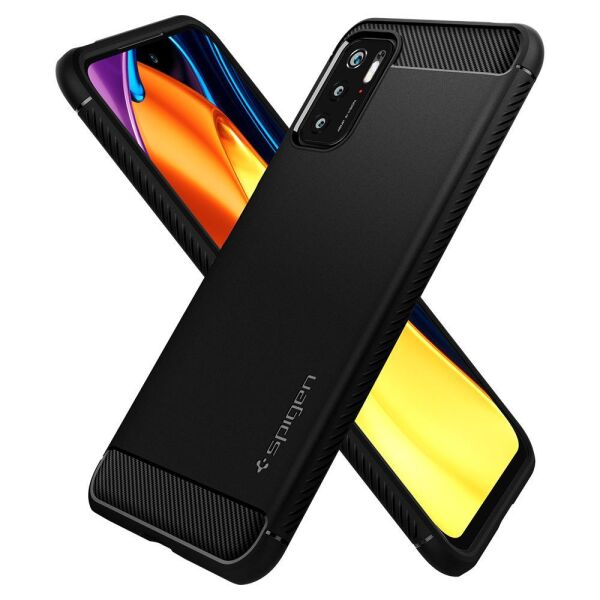 Spigen Redmi Note 10 5G / Poco M3 Pro 5G ile Uyumlu Kılıf Rugged Armor Matte Black