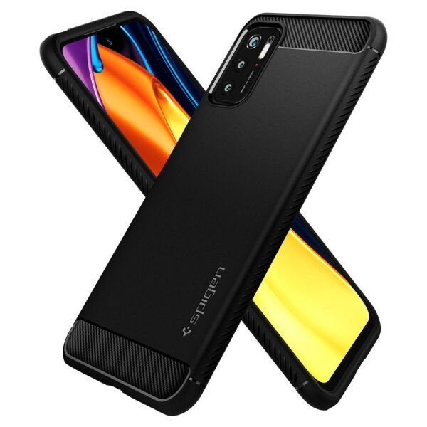 Spigen Redmi Note 10 5G / Poco M3 Pro 5G ile Uyumlu Kılıf Rugged Armor Matte Black