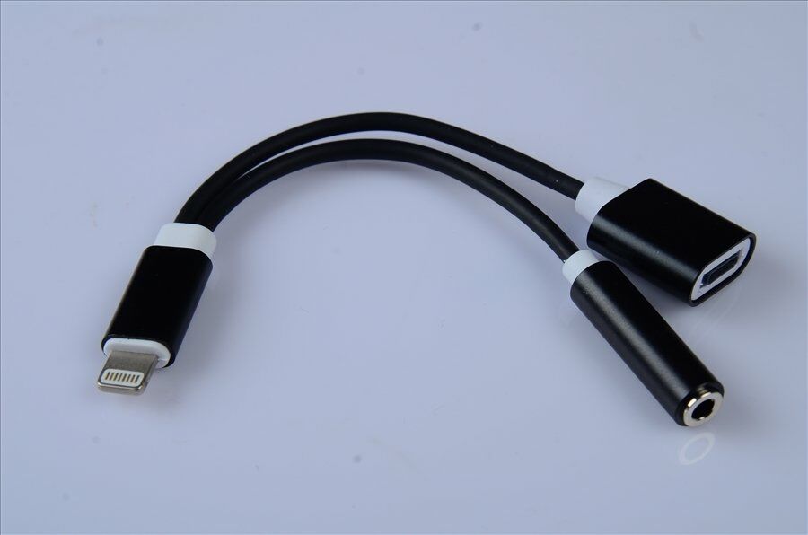 iPhone 7 ile Uyumlu Şarj AUX Bağlantı Kablosu Siyah A Kalite IPA-001