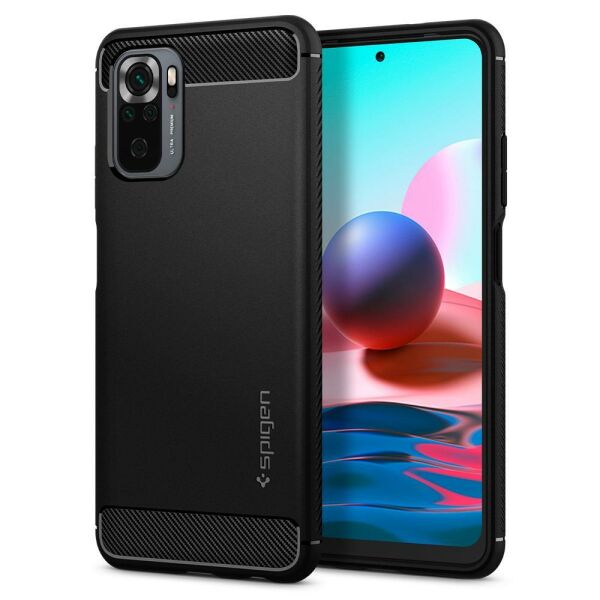 Spigen Redmi Note 10 ile Uyumlu Kılıf Rugged Armor Matte Black