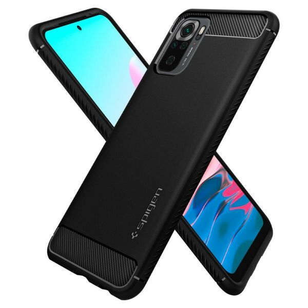 Spigen Redmi Note 10 ile Uyumlu Kılıf Rugged Armor Matte Black