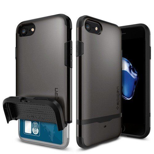 Spigen iPhone 7/8 ile Uyumlu Kılıf Flip Armor Gun Metal