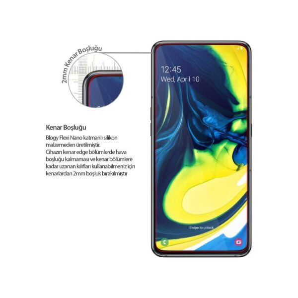 Blogy Galaxy A80 ile Uyumlu Flexi Nano Ekran Koruyucu