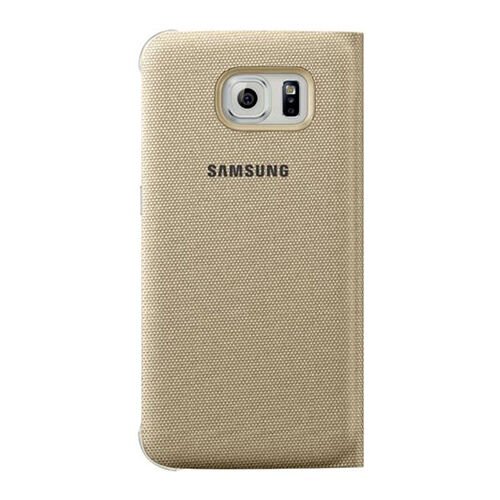 Galaxy S6 ile Uyumlu Flip Wallet (Tekstil) Altın EF-WG920BFEGWW (Out)