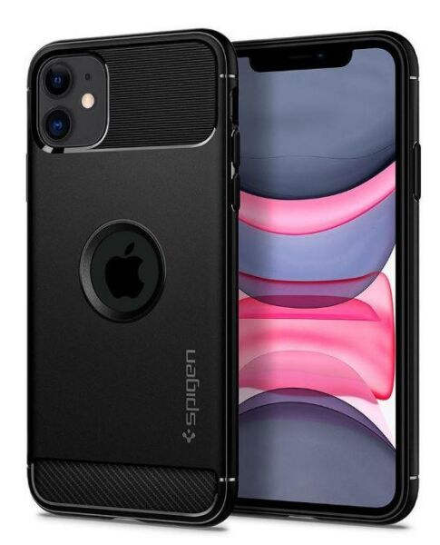 Spigen iPhone 11 ile Uyumlu Kılıf Rugged Armor Matte Black