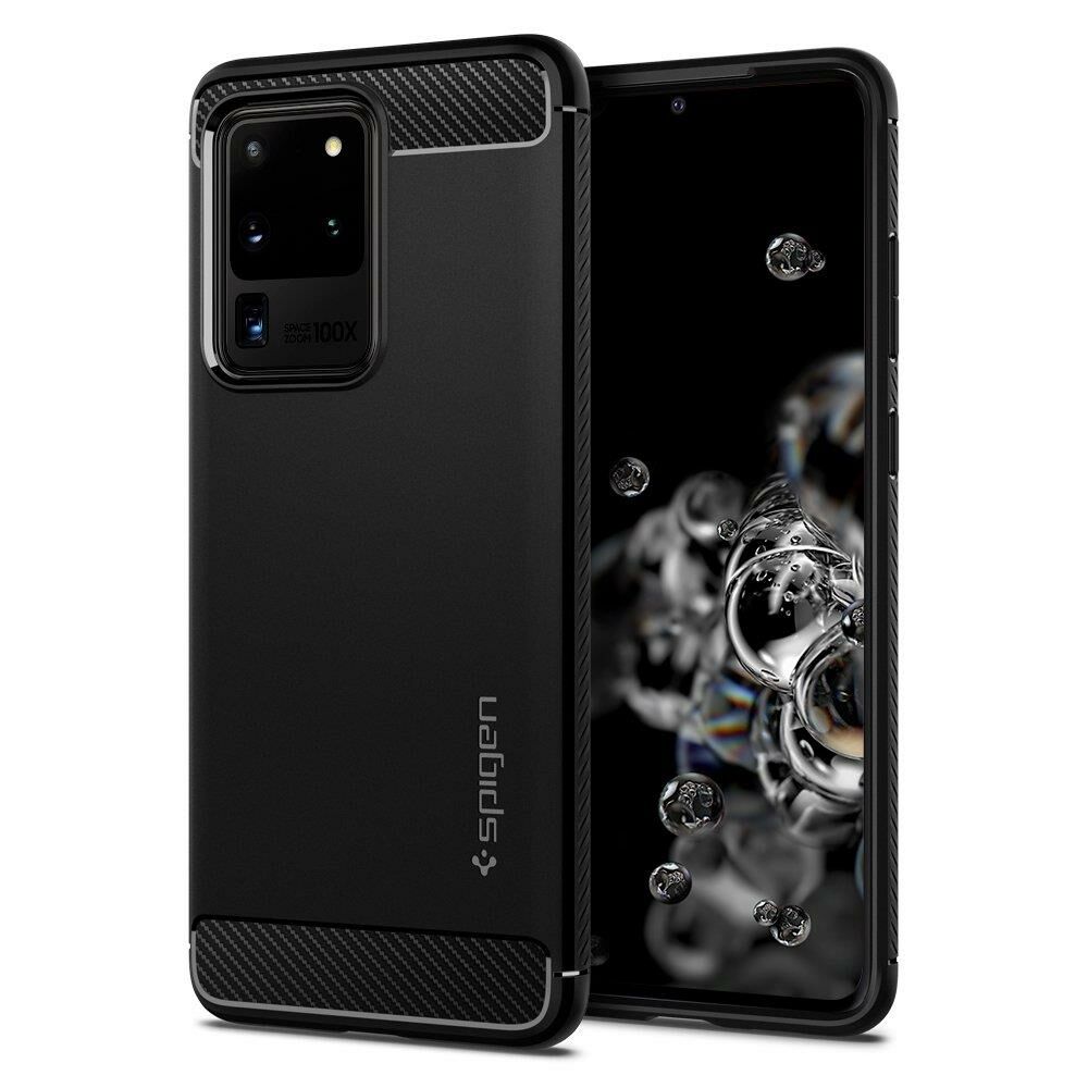 Spigen Galaxy S20 Ultra ile Uyumlu Kılıf Rugged Armor Matte Black