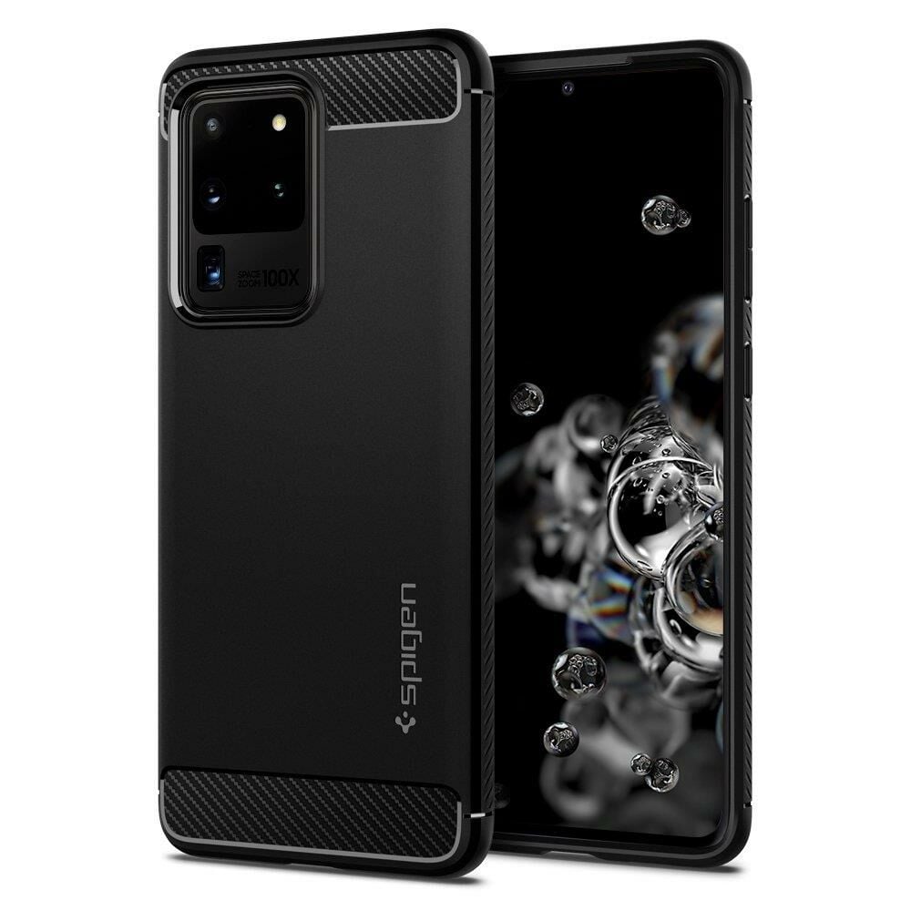 Spigen Galaxy S20 Ultra ile Uyumlu Kılıf Rugged Armor Matte Black