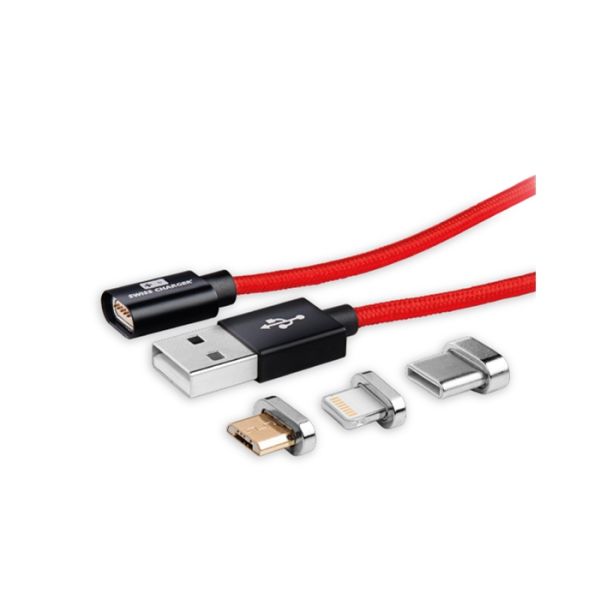 Swiss Charger Manyetik Hızlı Şarj Kablosu SCC-10008 1.5m (Lightning, Micro, Type-C)