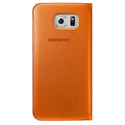 Galaxy S6 Edge ile Uyumlu Flip Wallet (Deri Görünümlü) Turuncu EF-WG925POEGWW