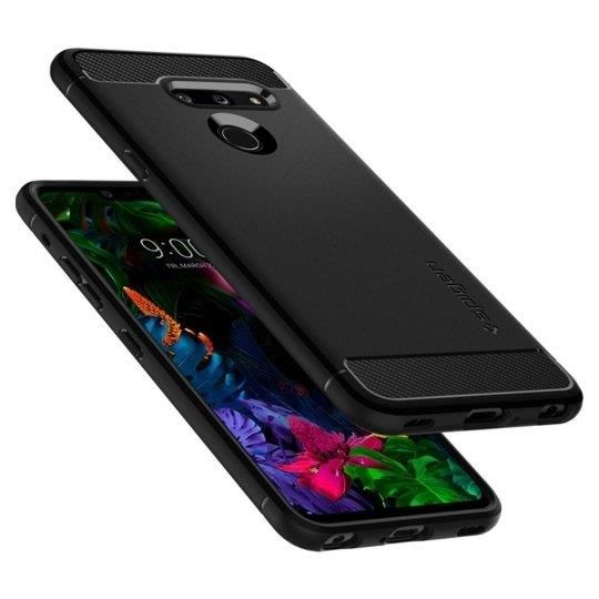 Spigen G8 ThinQ ile Uyumlu Kılıf Rugged Armor Matte Black