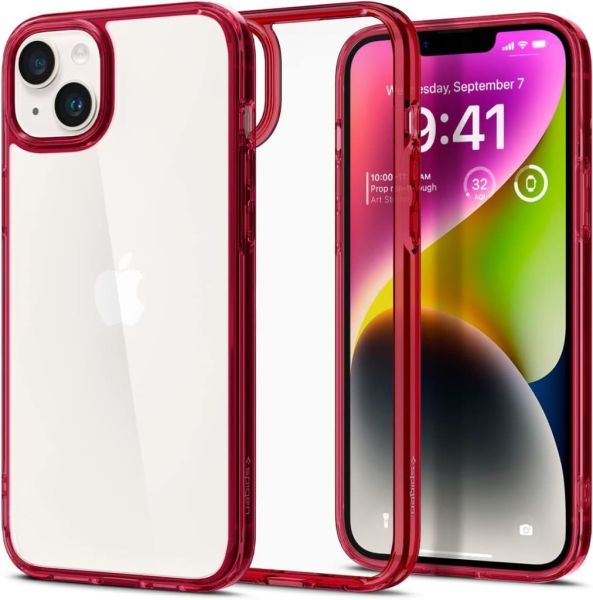 Spigen iPhone 14 Plus ile Uyumlu Kılıf Ultra Hybrid Red Crystal