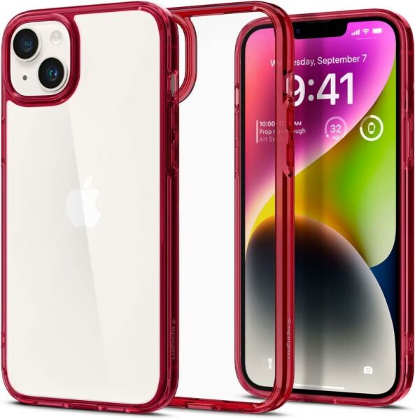 Spigen iPhone 14 Plus ile Uyumlu Kılıf Ultra Hybrid Red Crystal