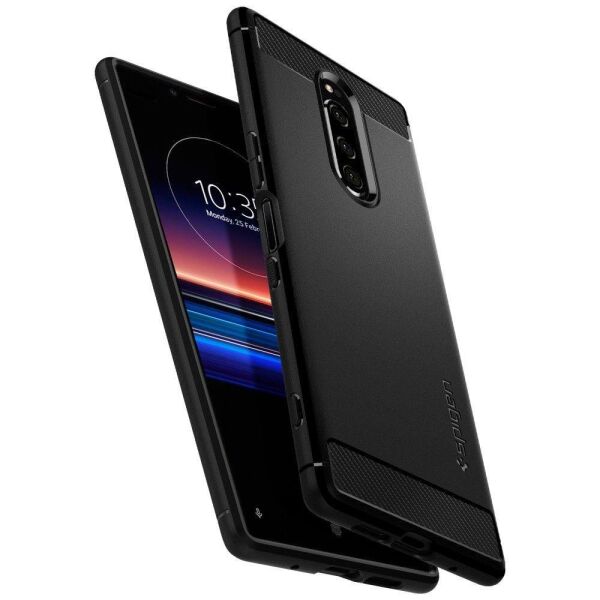 Spigen Xperia 1 ile Uyumlu Kılıf Rugged Armor Matte Black