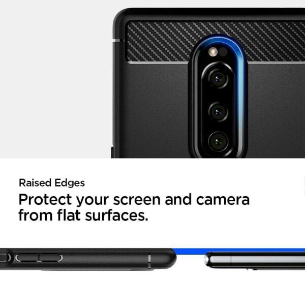 Spigen Xperia 1 ile Uyumlu Kılıf Rugged Armor Matte Black