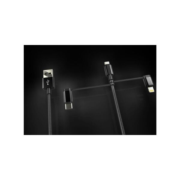Dexim DWA0003 – 3 in 1 Örgülü USB Kablo Type-C + Micro USB + Lightning