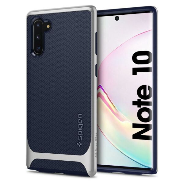 Spigen Galaxy Note 10 ile Uyumlu Kılıf Neo Hybrid Silver Arctic