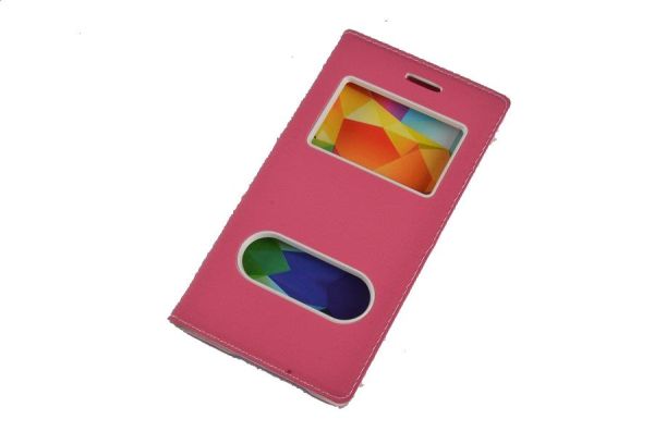 Jopus Galaxy J2 2016 ile Uyumlu Suni Deri KK-147 Kapaklı Koruma Kılıfı Pembe