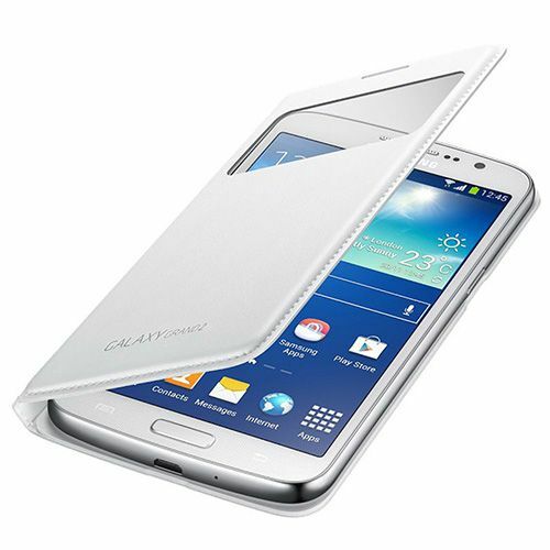 Galaxy Grand 2 G7100 ile Uyumlu S View Cover Kılıf -Beyaz EF-CG710BWEGWW