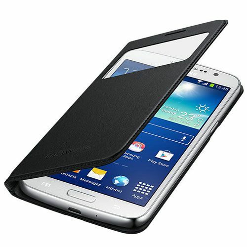 Galaxy Grand 2 G7100 ile Uyumlu S View Cover Kılıf -Siyah EF-CG710BBEGWW