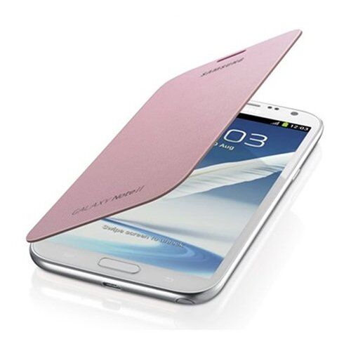 Galaxy Note 2 N7100 ile Uyumlu Flip Cover Kılıf Açık Pembe (Out)