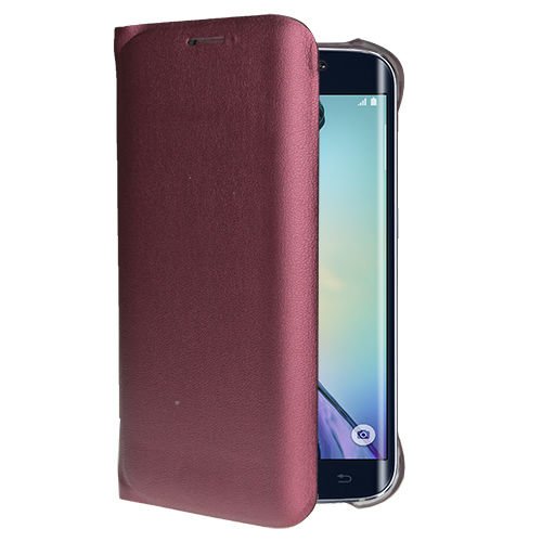 Galaxy S6 Edge ile Uyumlu Flip Wallet (Suni Deri) Bordo