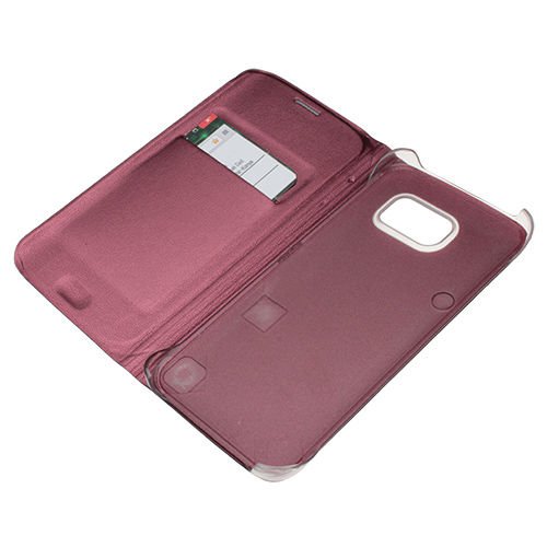 Galaxy S6 Edge ile Uyumlu Flip Wallet (Suni Deri) Bordo