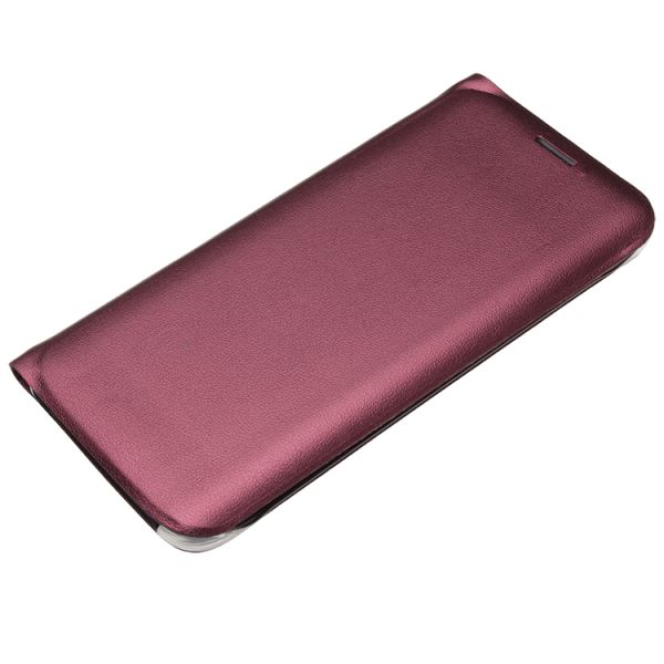 Galaxy S6 Edge ile Uyumlu Flip Wallet (Suni Deri) Bordo