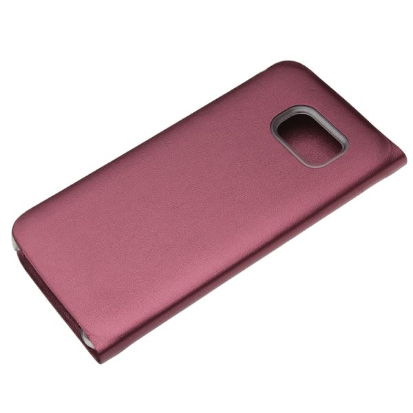Galaxy S6 Edge ile Uyumlu Flip Wallet (Suni Deri) Bordo
