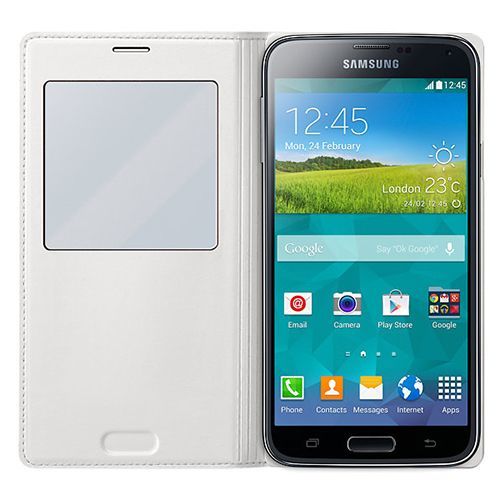 Galaxy S5 G900 ile Uyumlu S View Cover Kılıf EF-CG900BHEGWW Beyaz