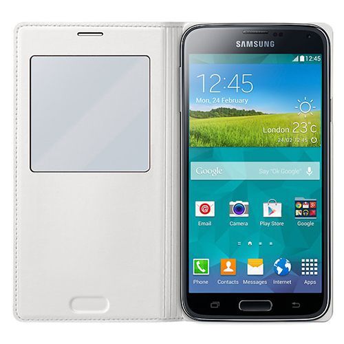 Galaxy S5 G900 ile Uyumlu S View Cover Kılıf EF-CG900BHEGWW Beyaz