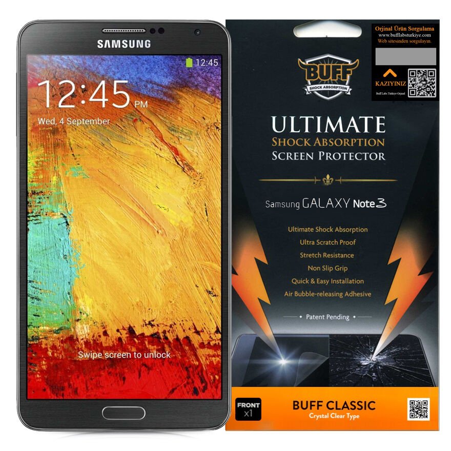 Buff Galaxy Note 3 ile Uyumlu Darbe Emici Film