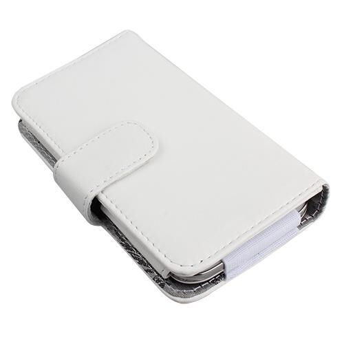 iphone 6/6S/7/8/SE ile Uyumlu Yan Kapaklı Cüzdanlı Kart Bölmeli Deri Kılıf Beyaz Renk