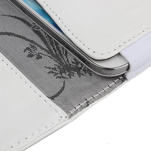 iphone 6/6S/7/8/SE ile Uyumlu Yan Kapaklı Cüzdanlı Kart Bölmeli Deri Kılıf Beyaz Renk