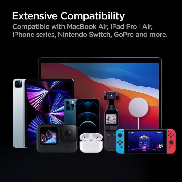 Spigen 45W USB-C Güç Adaptörü 2 Port (Akım Korumalı) 20W/45W Type-C Hızlı iPhone & Android & iPad & Macbook Şarj Cihazı Değiştirilebilir Travel ArcStation PE2010 White