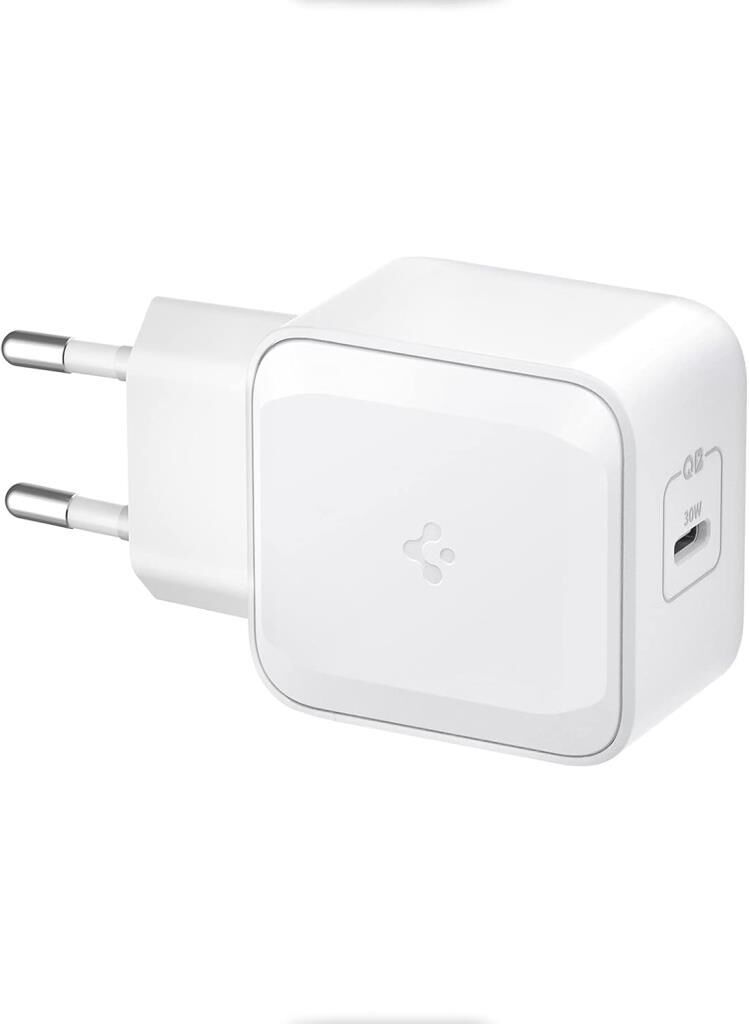 Spigen 30W USB-C Güç Adaptörü GaN (Akım Korumalı) 20W/30W Type-C Hızlı iPhone & Android & iPad & Macbook Şarj Cihazı ArcStation Pro PE2008 White