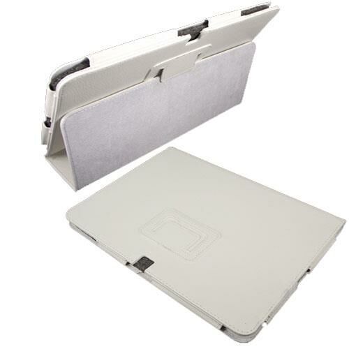 Iconia Tab A700 ile Uyumlu Standlı Deri Kılıf Beyaz Renk