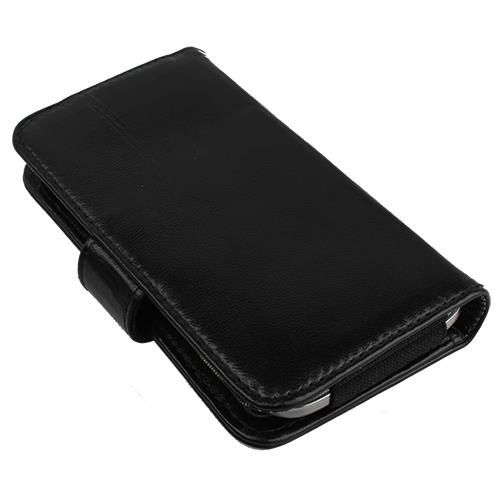Lumia 820 ile Uyumlu Yan Kapaklı Cüzdanlı Kart Bölmeli Deri Kılıf Siyah Renk