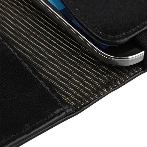 Lumia 820 ile Uyumlu Yan Kapaklı Cüzdanlı Kart Bölmeli Deri Kılıf Siyah Renk