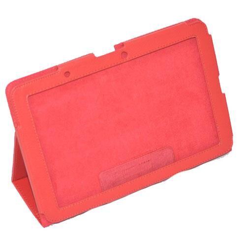 Iconia Tab A700 ile Uyumlu Standlı Deri Kılıf Kırmızı Renk