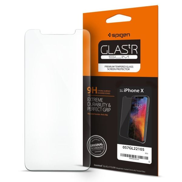 Spigen iPhone X ile Uyumlu Cam Ekran Koruyucu GLAS.tR SLIM