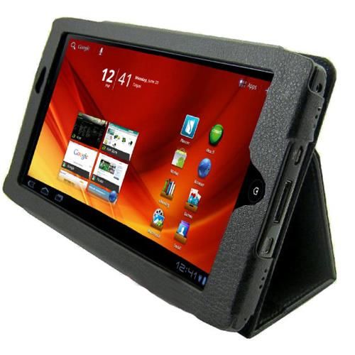 Acer A100 ile Uyumlu Standlı Deri Kılıf Siyah Renk