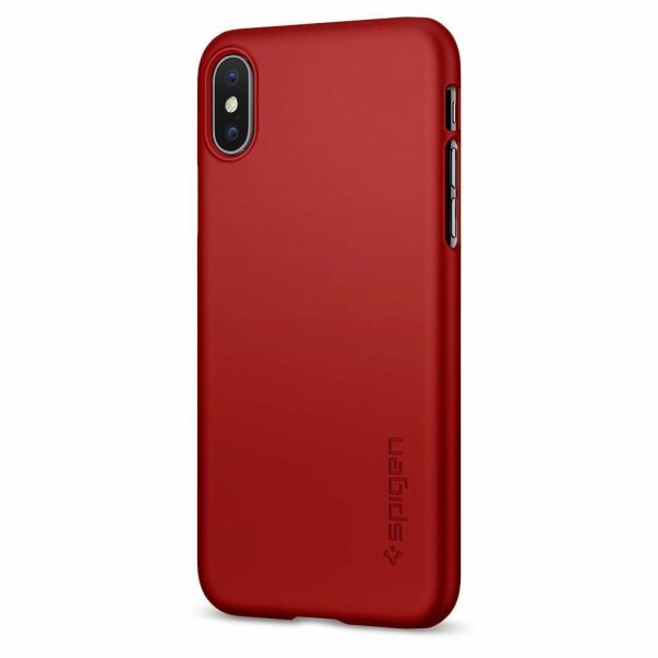 Spigen iPhone X ile Uyumlu Kılıf Thin Fit Ultra İnce Metallic Red
