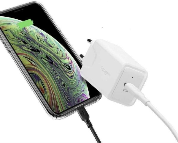 Spigen 27W USB-C Güç Adaptörü (Akım Korumalı) 20W/27W Type-C Hızlı iPhone & Android & iPad & Macbook Şarj Cihazı Steadiboost F210