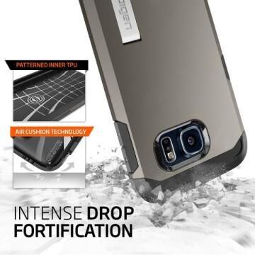 Spigen Galaxy S6 ile Uyumlu Kılıf Tough Armor Gun Metal